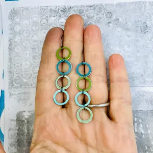 Mixed Cools Circus Rings Upcycled Teardrop Tin Earrings