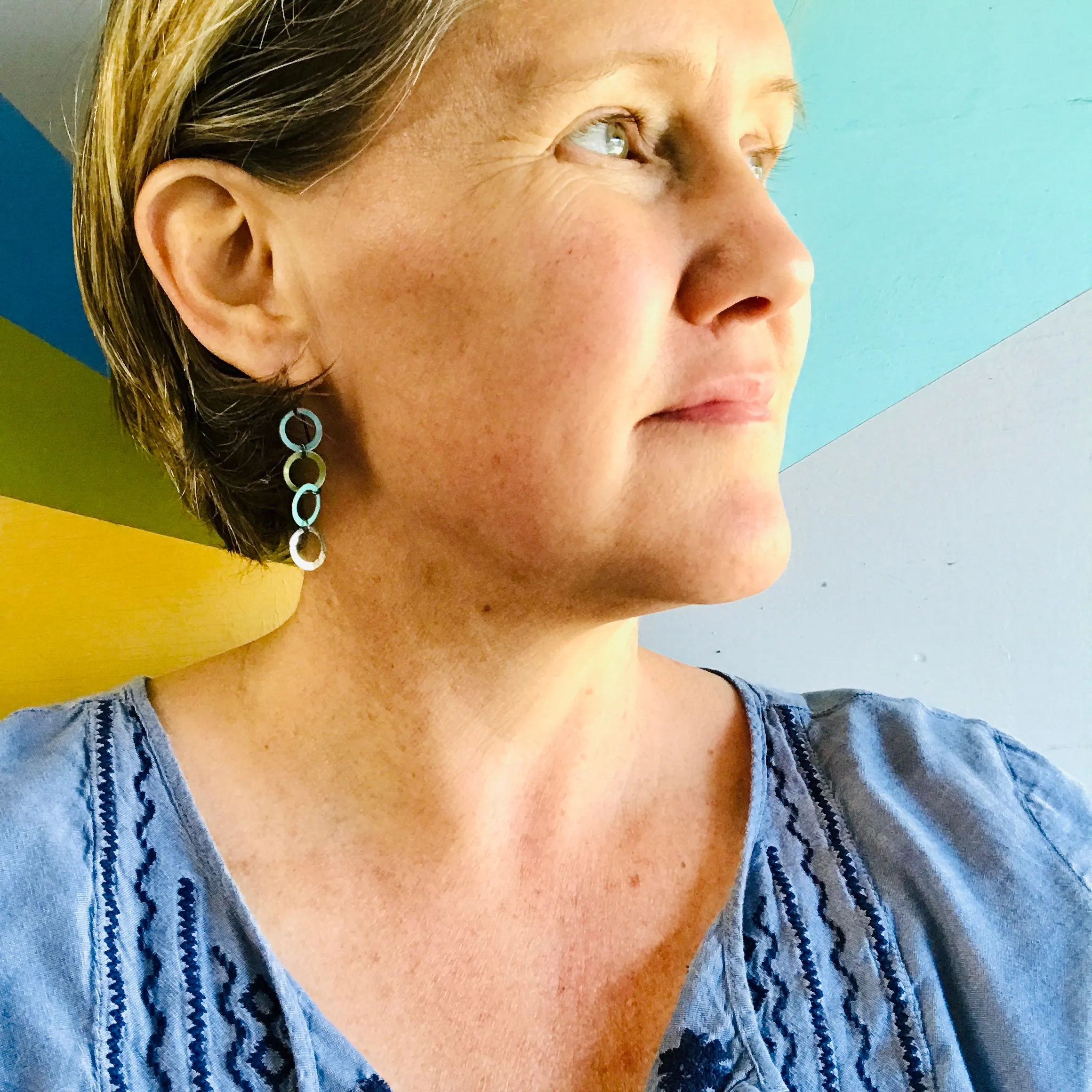 Mixed Cools Circus Rings Upcycled Teardrop Tin Earrings