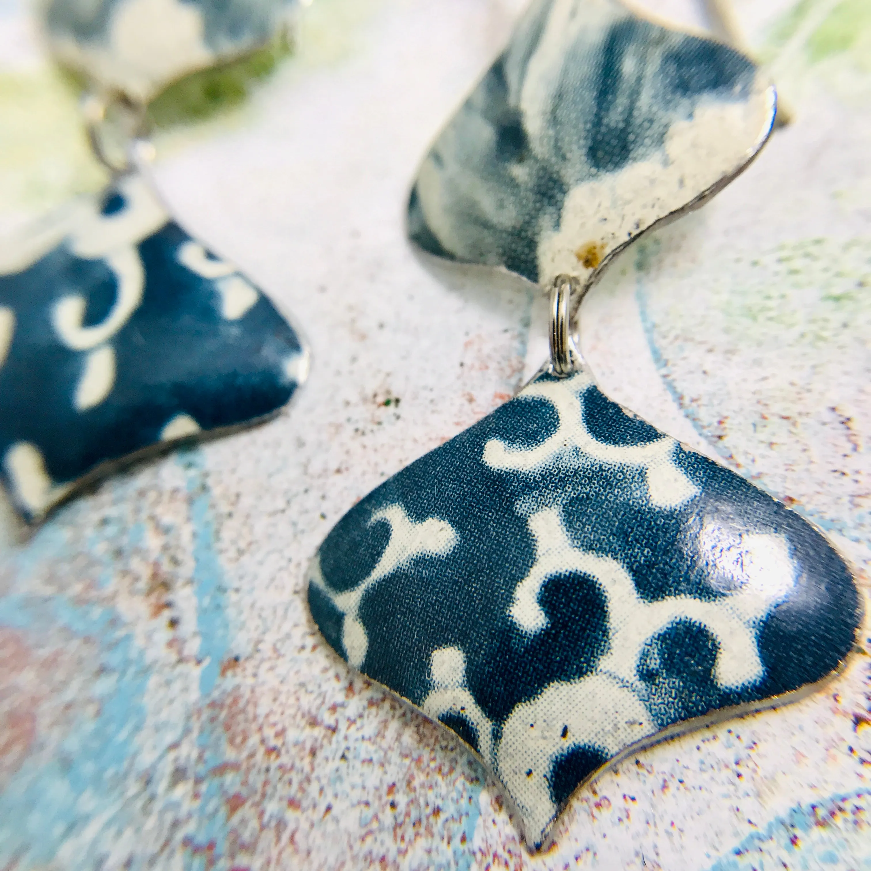 Mixed Deep Blues Rex Ray Zero Waste Tin Earrings