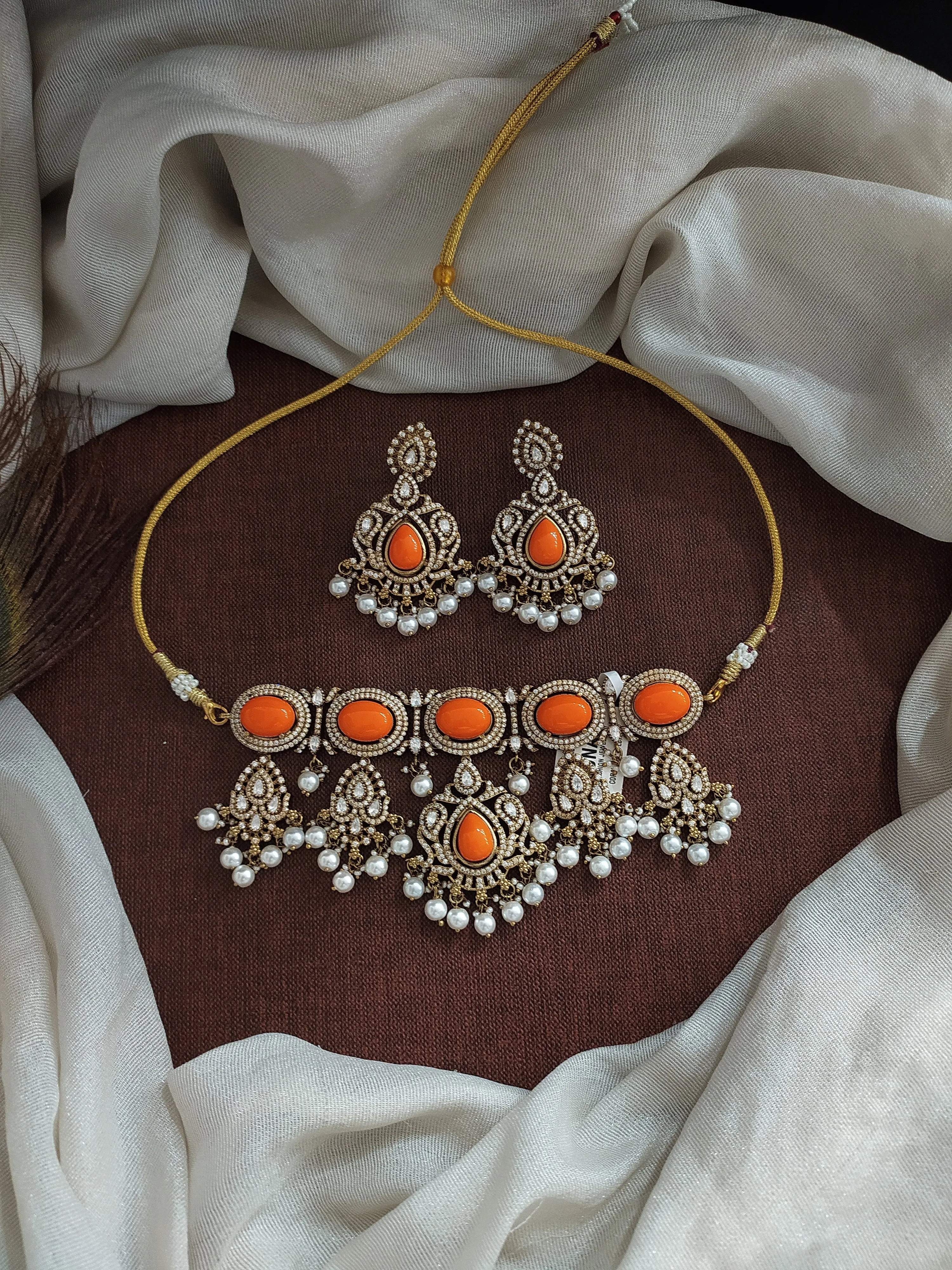 Moissanite Choker Set with Doublet Stones in Victorian Finish