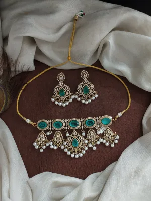 Moissanite Choker Set with Doublet Stones in Victorian Finish