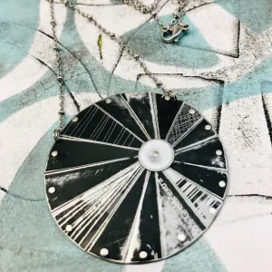 Mostly Black Tin Color Wheel Necklace
