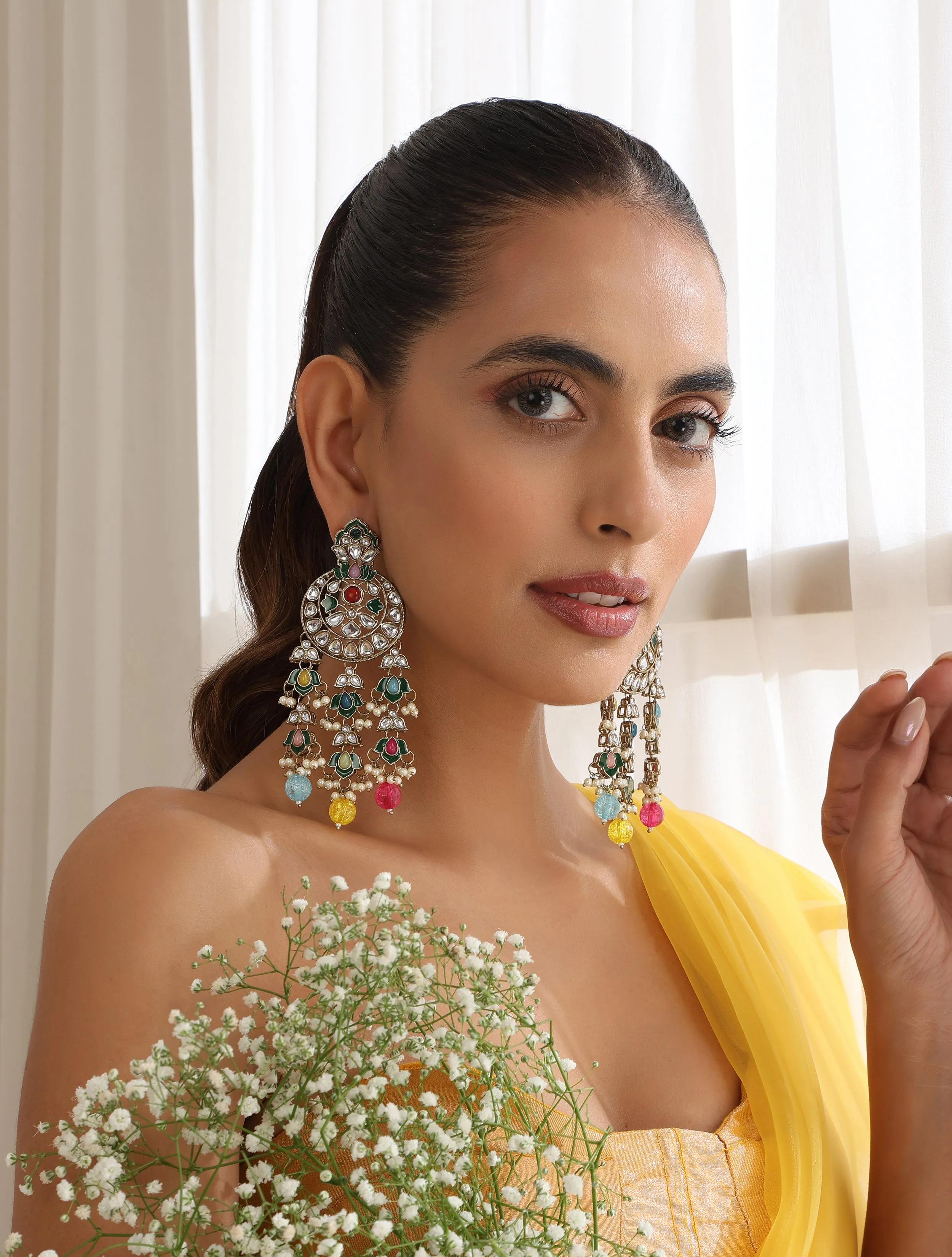 Multi Color Kundan Earrings