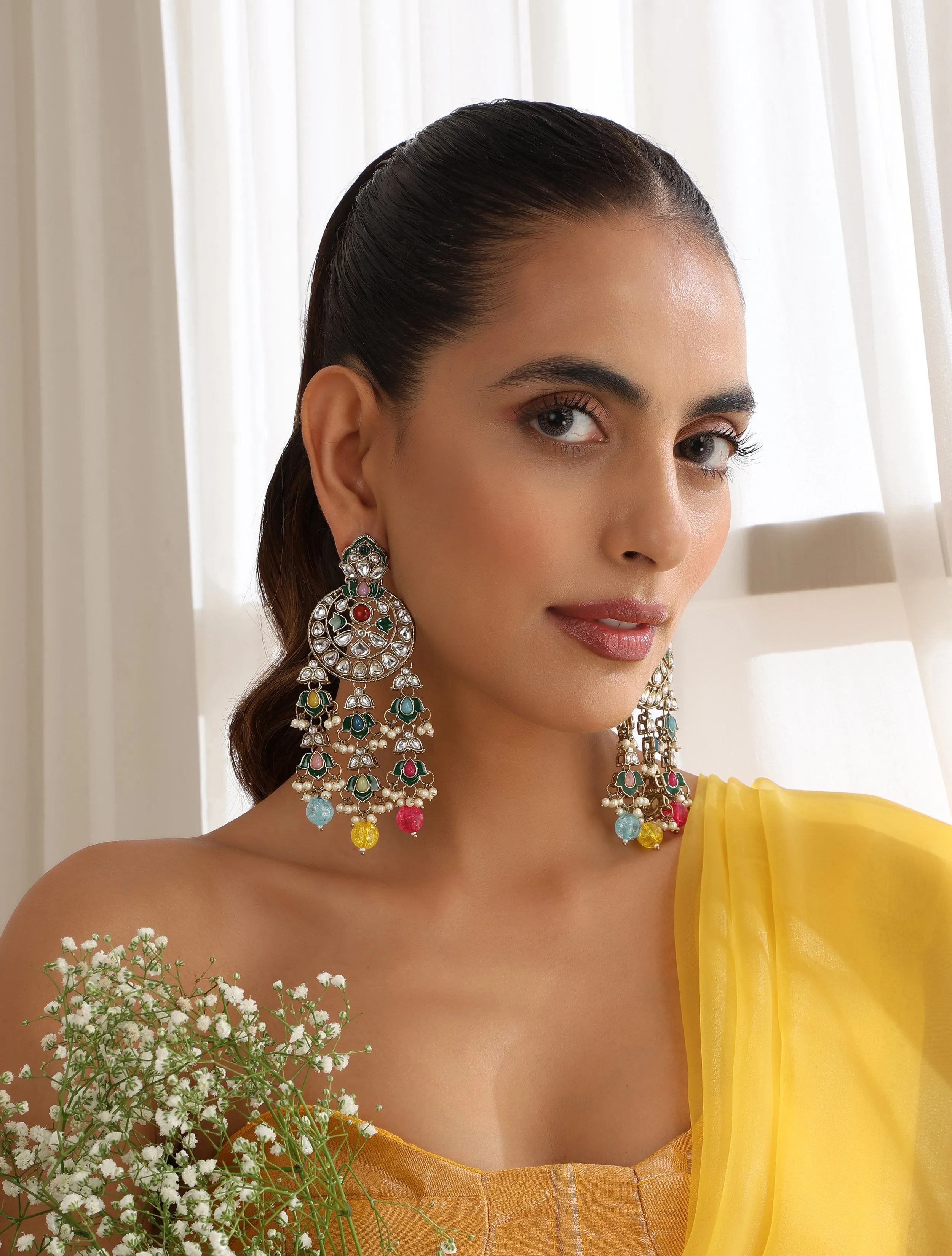 Multi Color Kundan Earrings