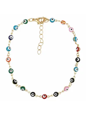 Multicolor Evil Eye Anklet