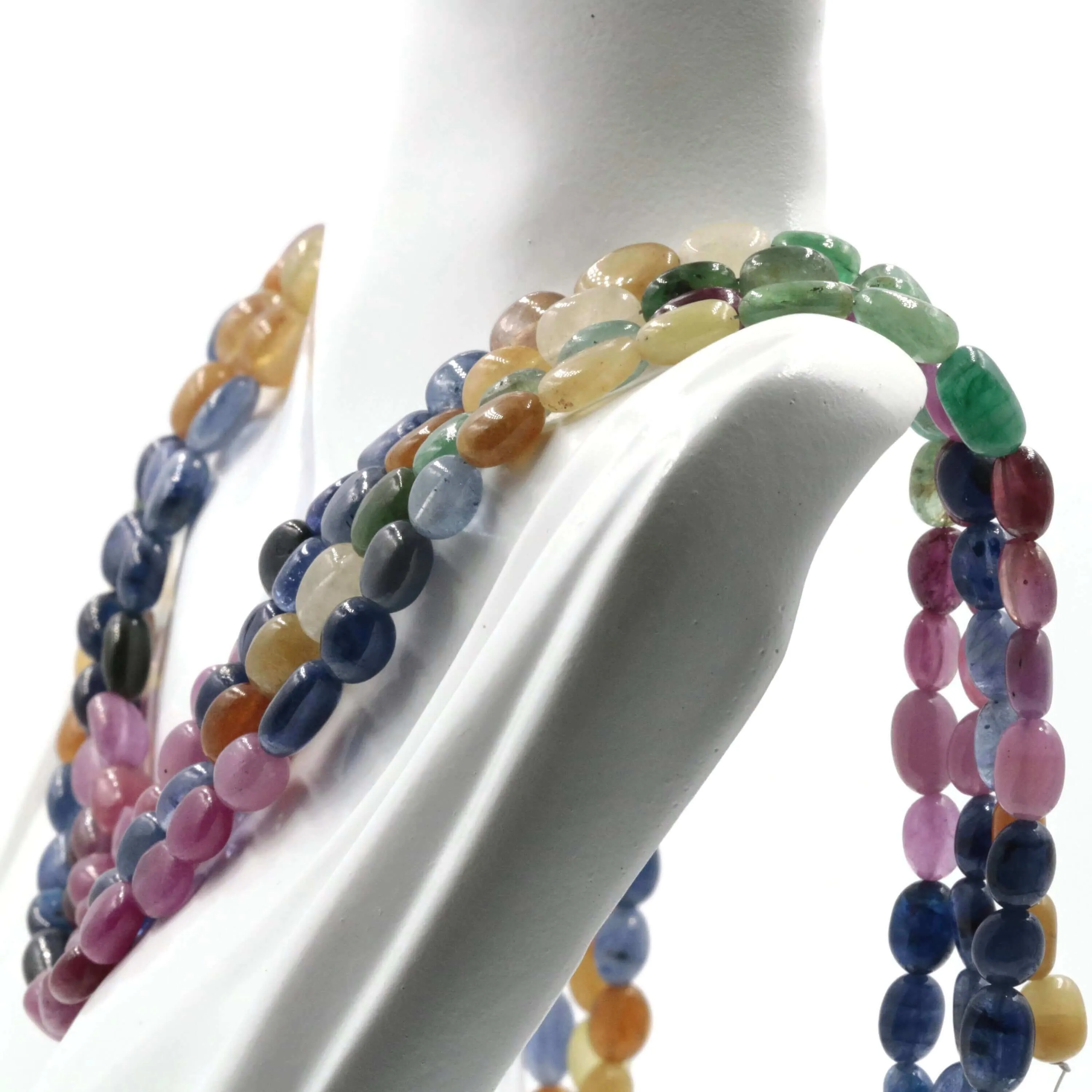 Natural Multi Gemstone Strand Genuine Emerald Beads Orange Sapphire Beaded Strand Blue Sapphire Beaded Strand SKU 6142700 6142702