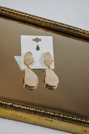 Natural Suede Gold Double Drop Earring
