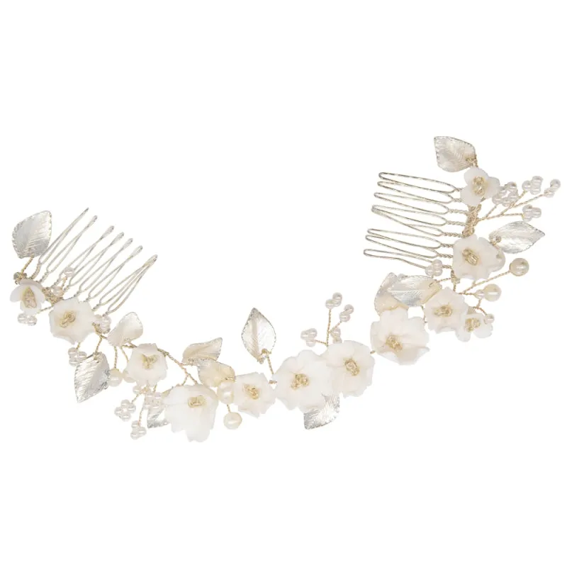 Netherfield Ball Pearl and Flower Hair Comb Accessory