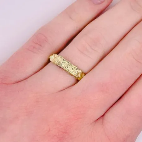 Nugget Bar Ring in 14K Yellow Gold by Designer Mary Rupert, Stackable