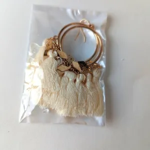 NWT White Fringe Hoop Earrings