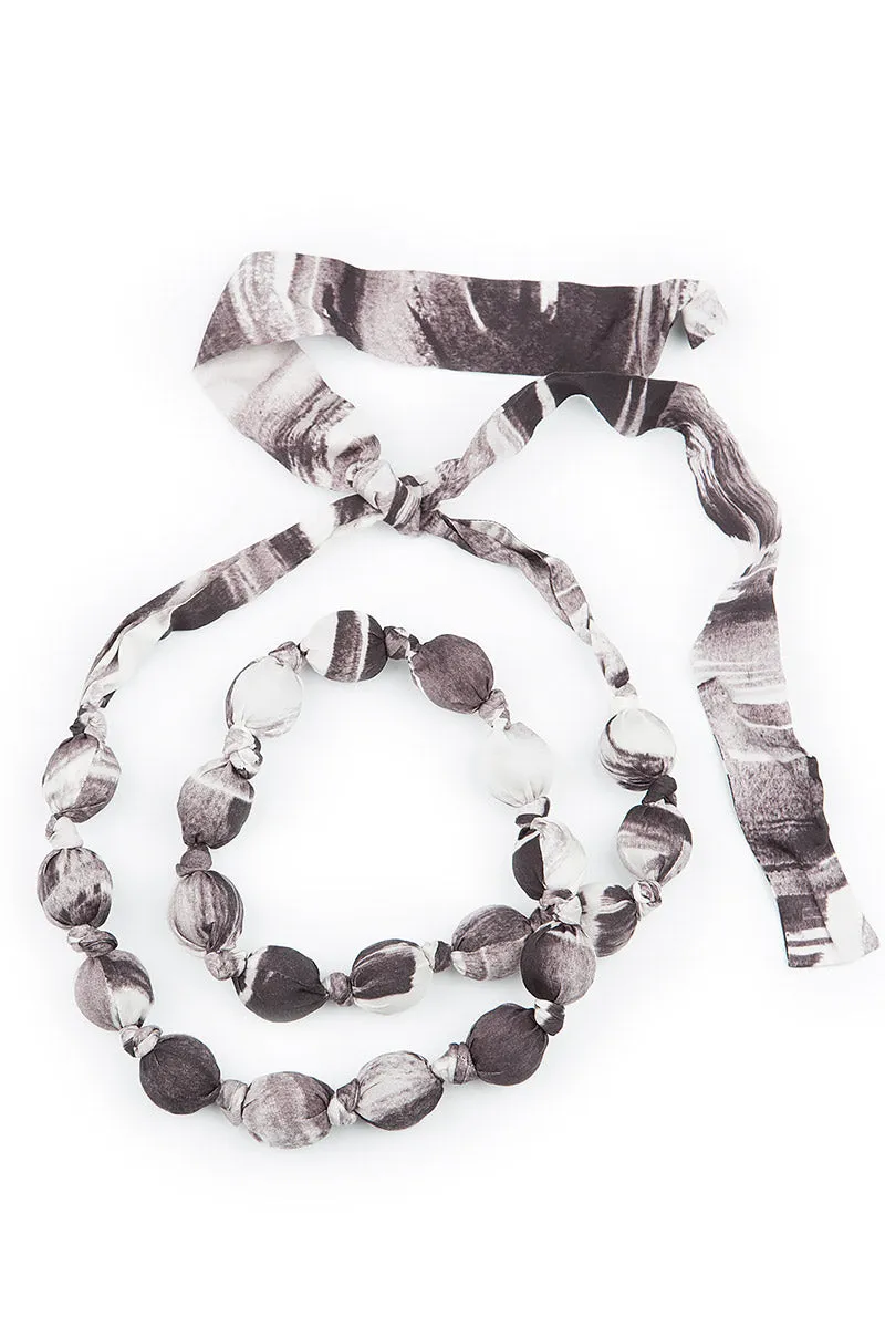 Off White Paintwave Silk Bamboo Bead Necklace