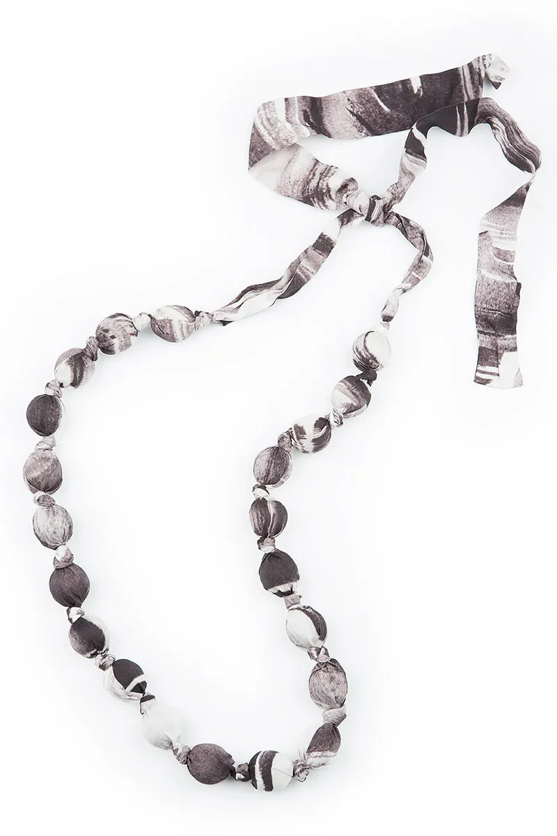 Off White Paintwave Silk Bamboo Bead Necklace
