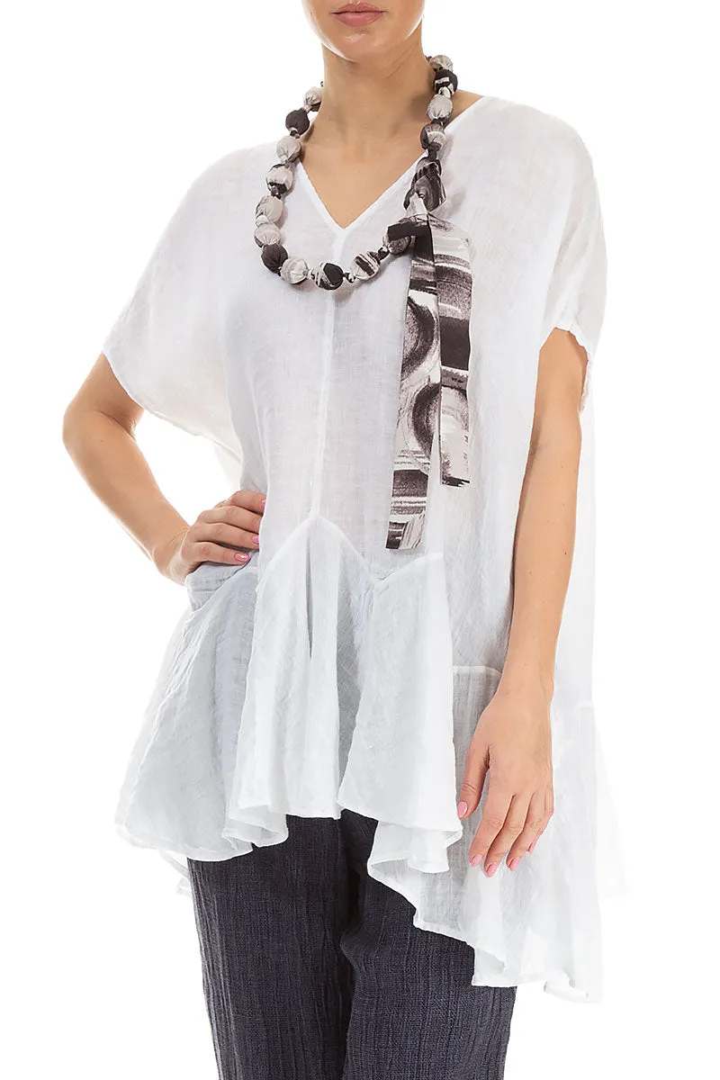 Off White Paintwave Silk Bamboo Bead Necklace