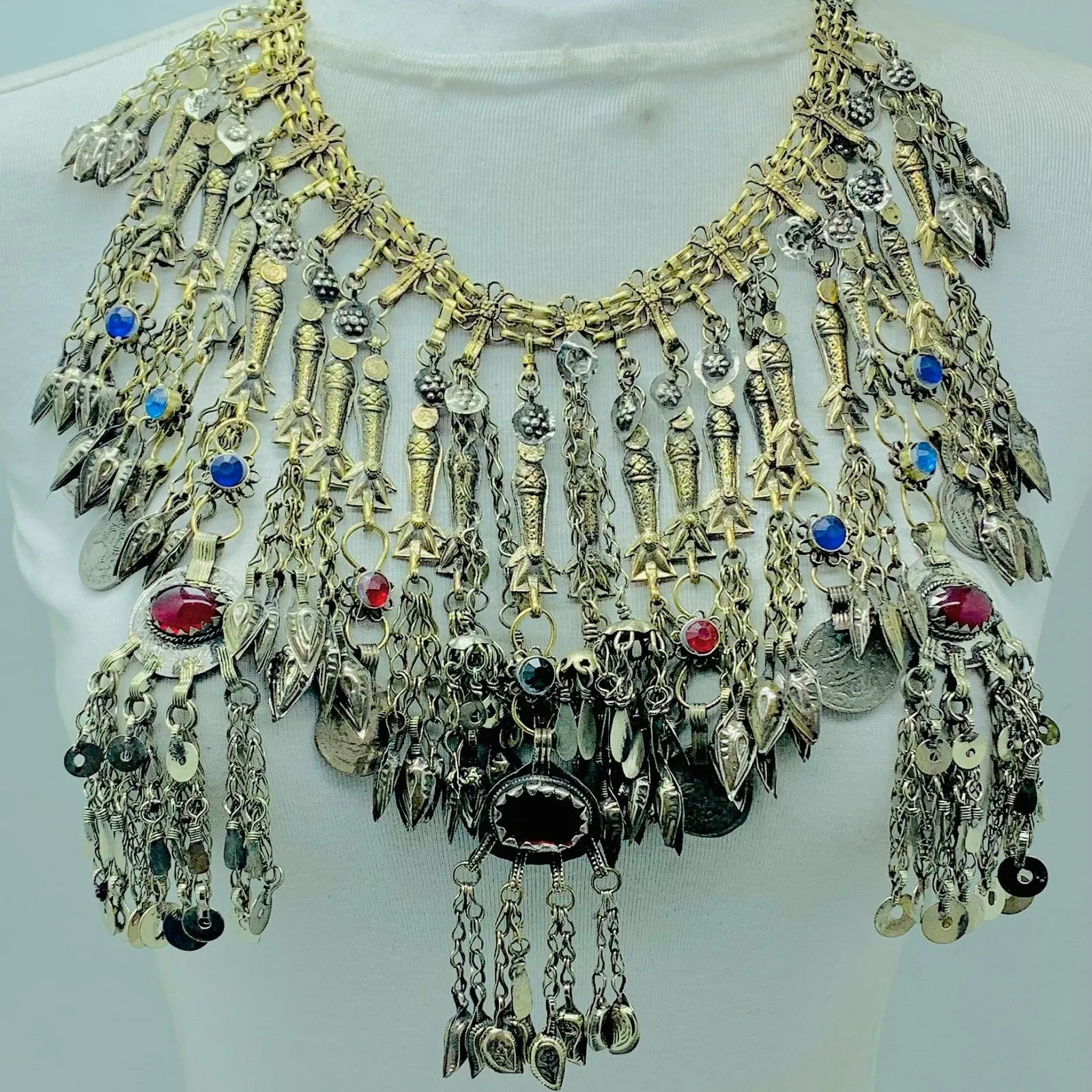 Oversized Necklace Embellished with Fish Motifs