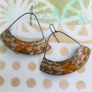 Pink Laurel Leaves Wide Arc Zero Waste Earrings