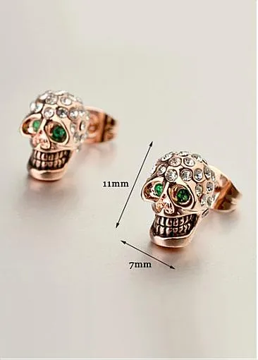 Popular Chic Skull Alloy Ear Studs With Rhinestones