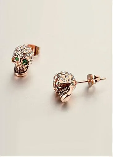 Popular Chic Skull Alloy Ear Studs With Rhinestones