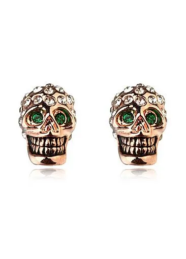 Popular Chic Skull Alloy Ear Studs With Rhinestones
