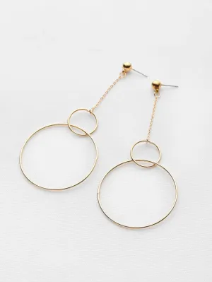 Popular Double Open Circle Drop Earrings