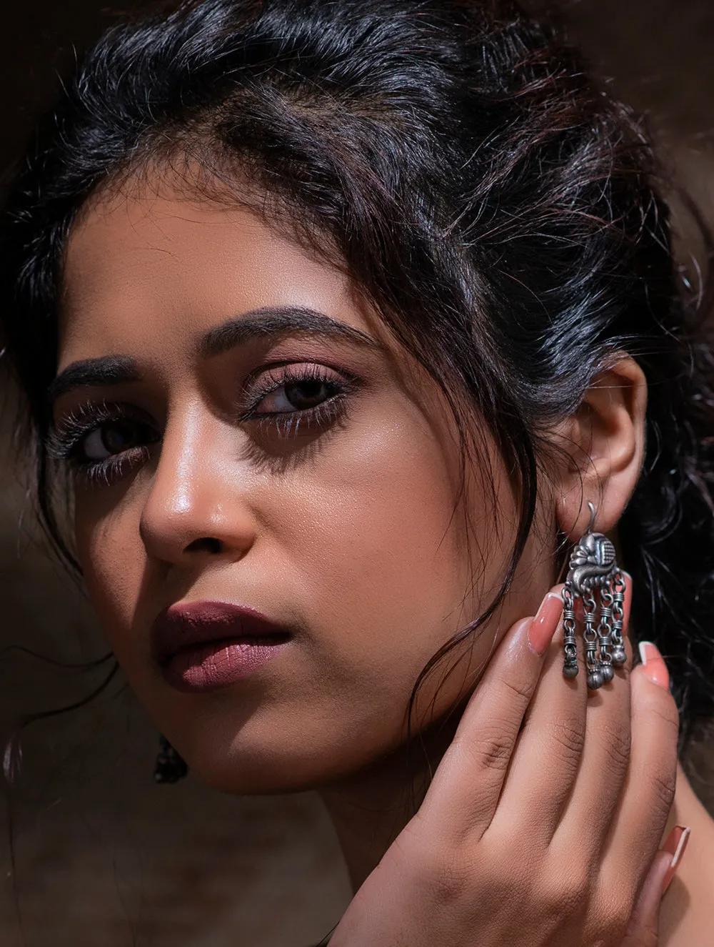 Pure Silver Earrings - Peacock Danglers