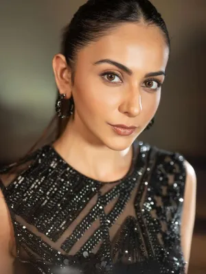 Rakul Preet Singh In Galaxy Black Hoop Earrings