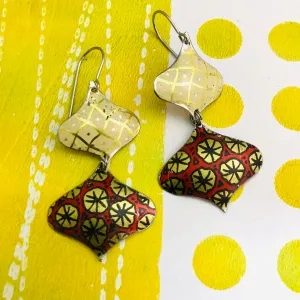 Red and Golds Rex Ray Zero Waste Tin Earrings