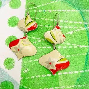 RESERVED  Light Gray Flowers Rex Ray Zero Waste Tin Earrings