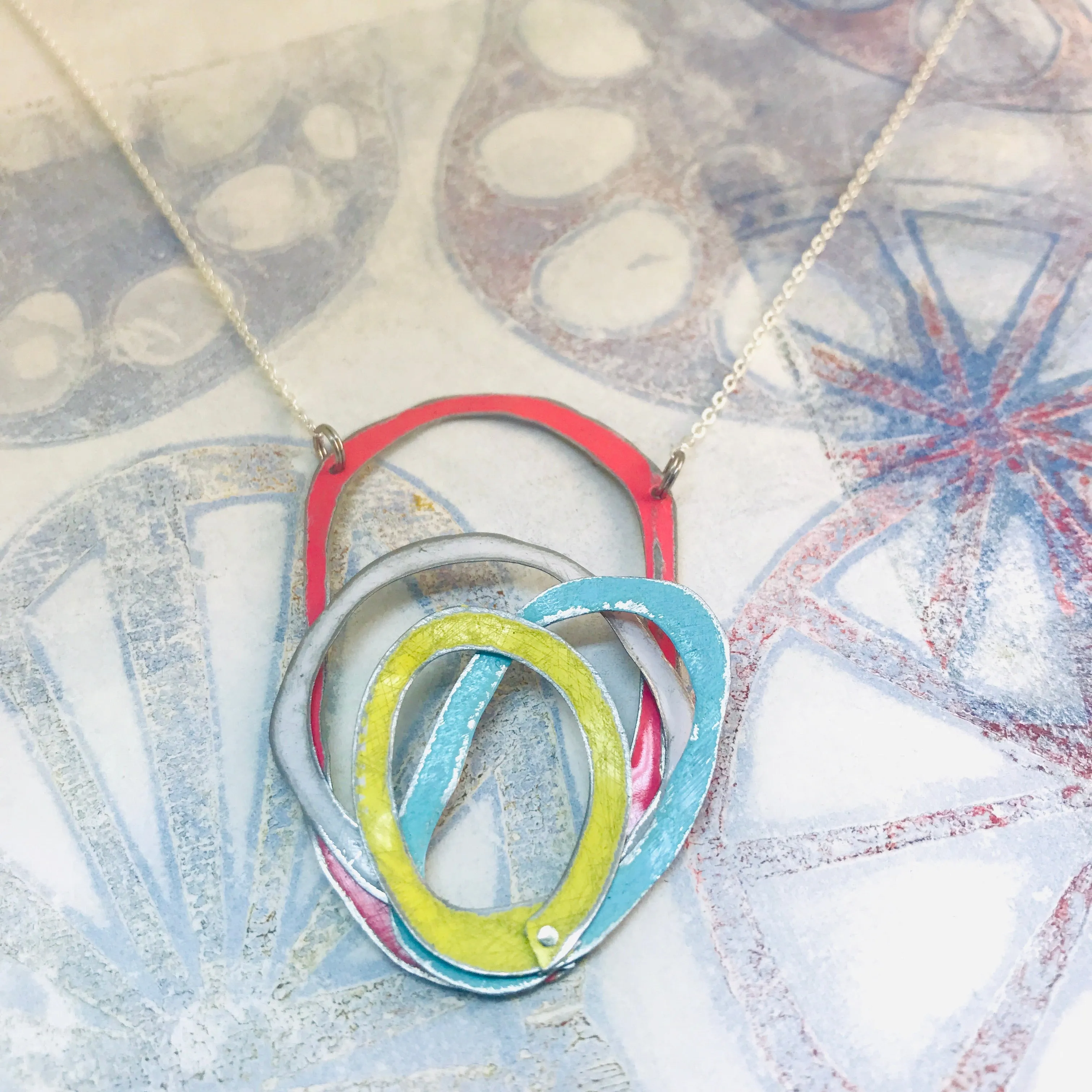 Reversible Scribbles Upcycled Tin Necklace