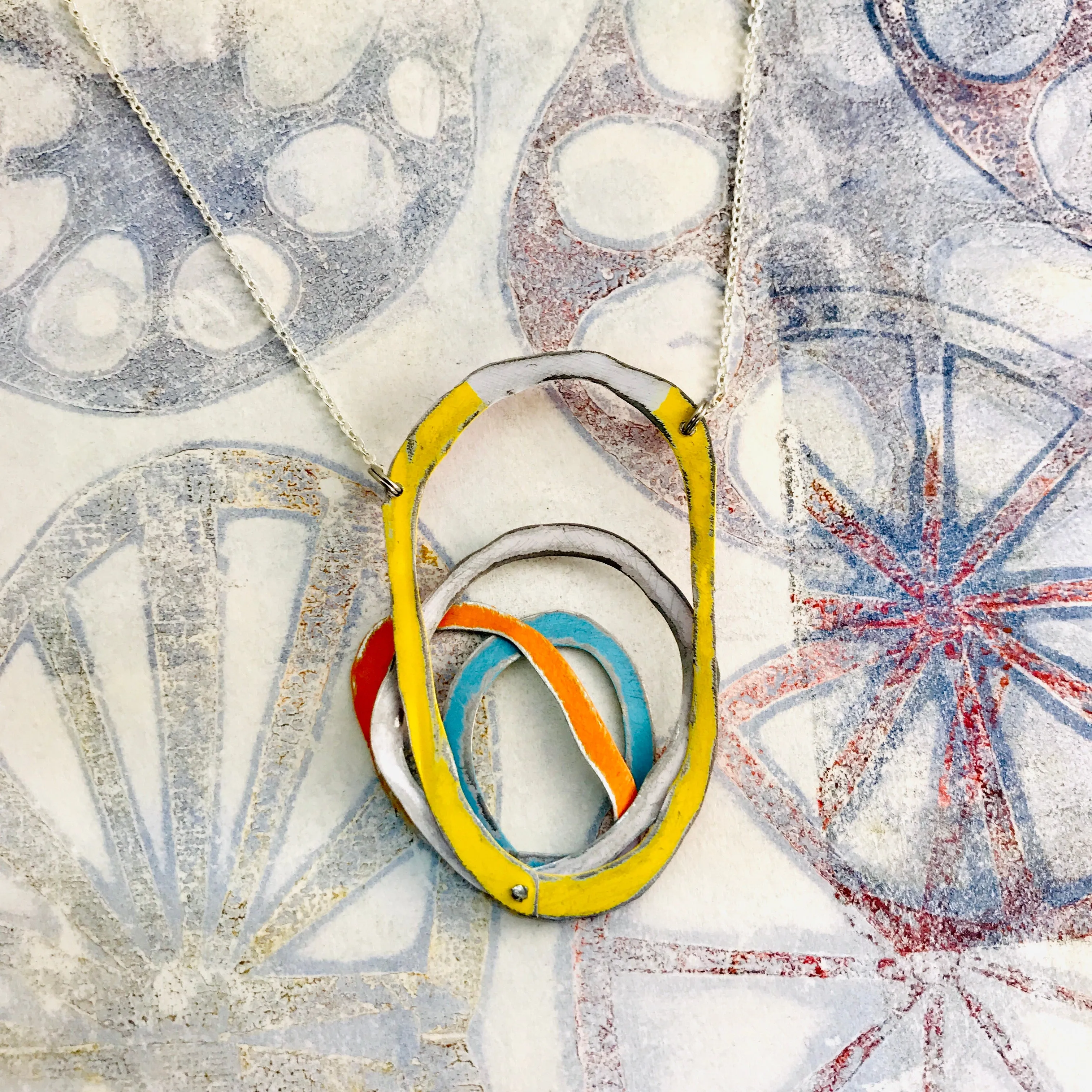 Reversible Scribbles Upcycled Tin Necklace