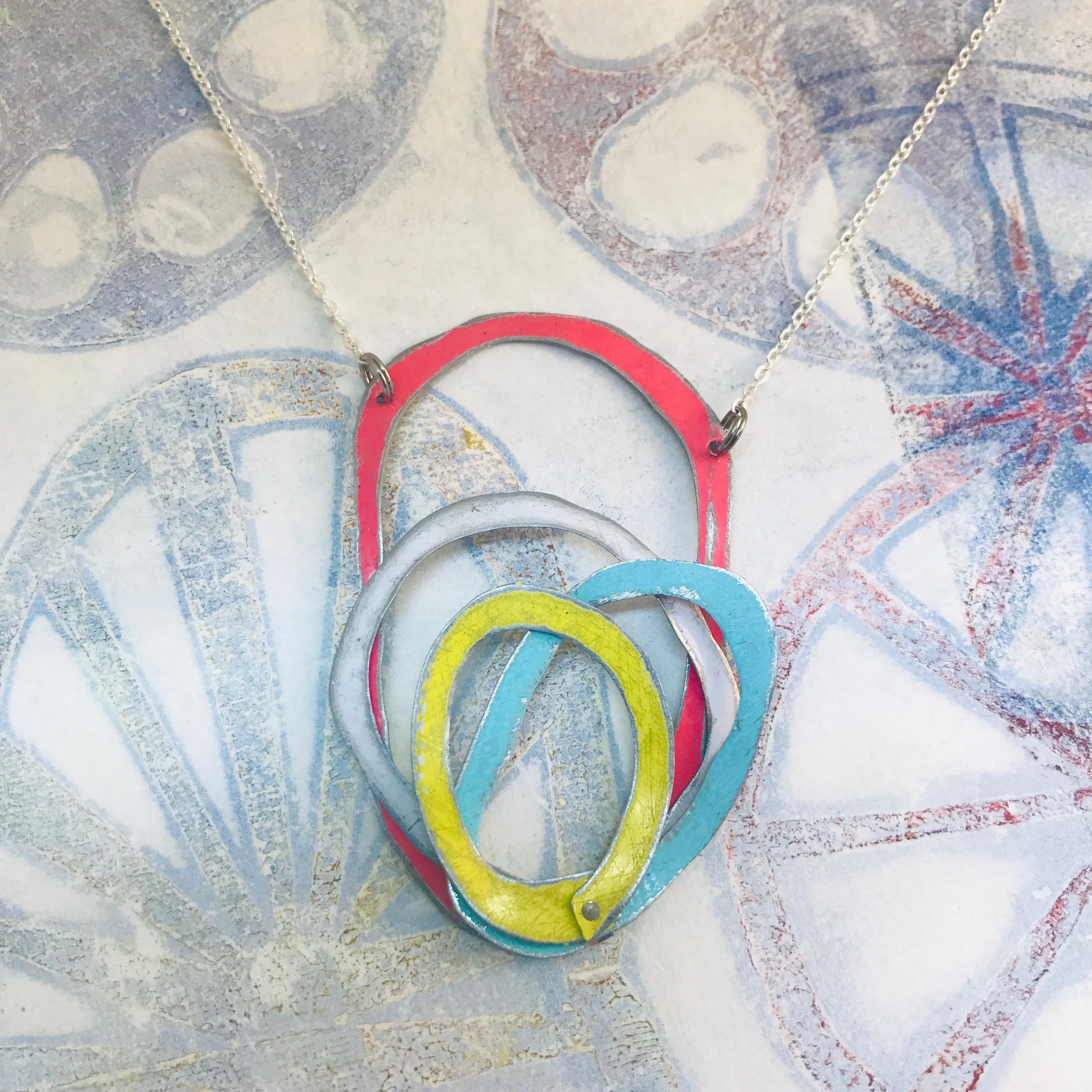 Reversible Scribbles Upcycled Tin Necklace