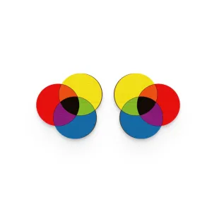 Rgb Hand Painted Wooden Earring