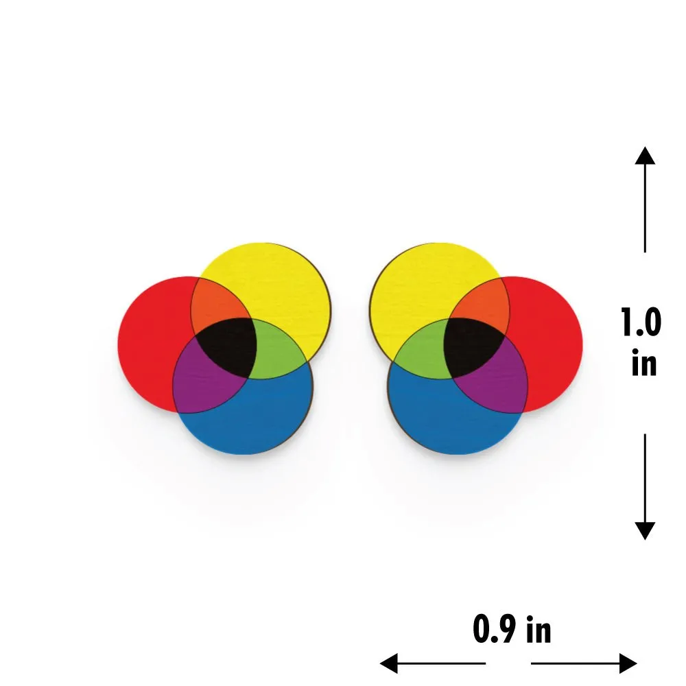 Rgb Hand Painted Wooden Earring