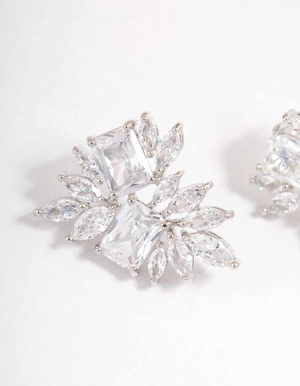 Rhodium Statement Cluster Earrings