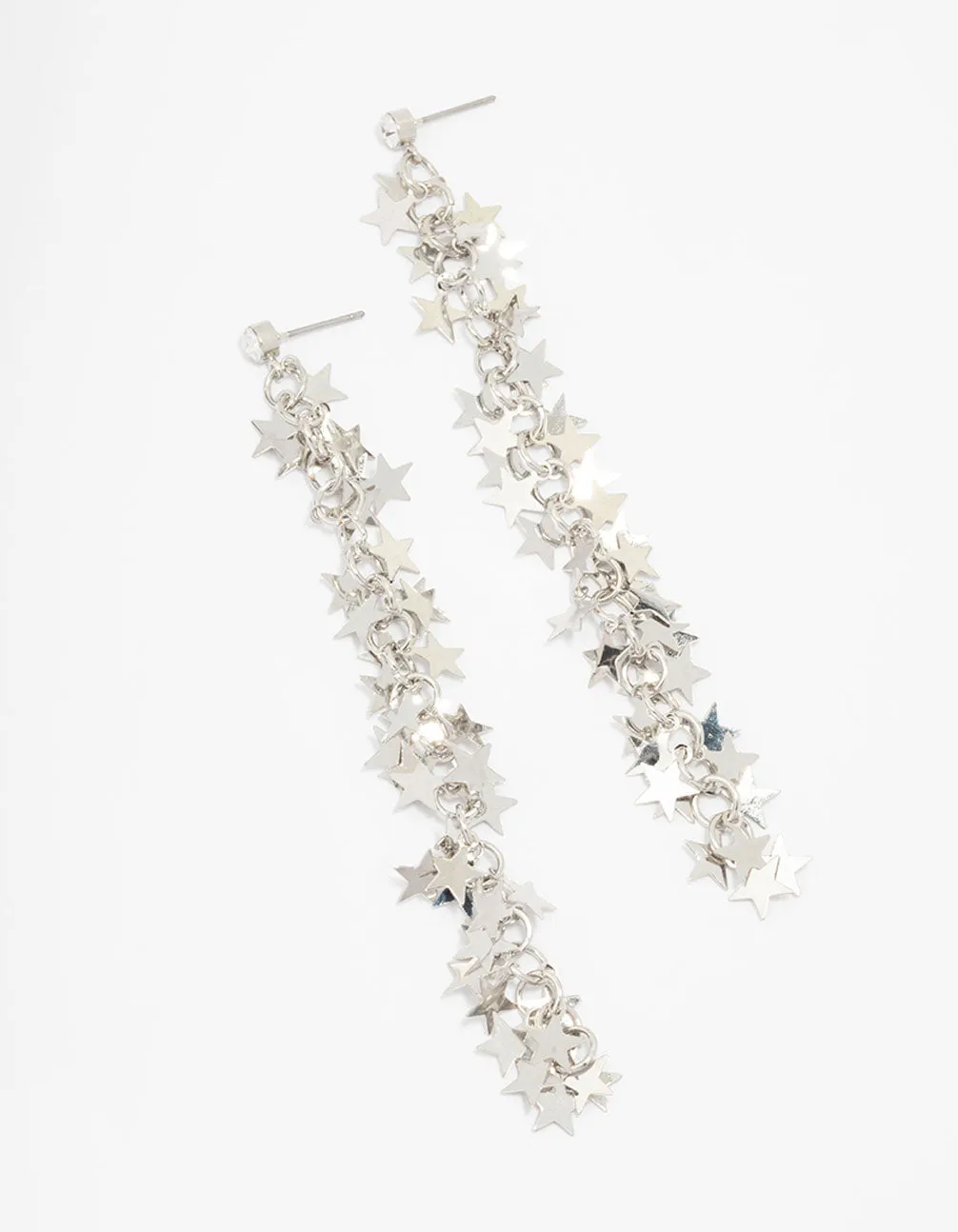 Rhodium Waterfall Star Drop Earrings