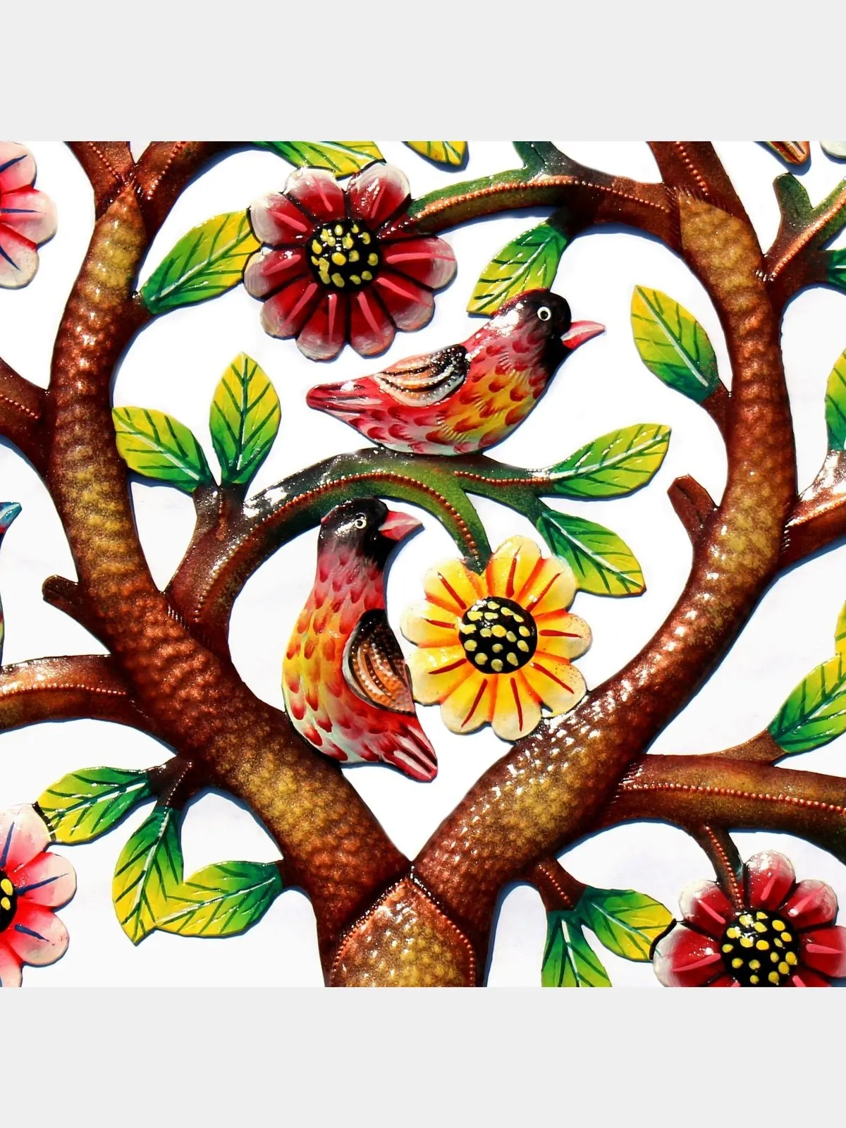 Rooted Tree of Life Braided Ring Painted Haitian Metal Drum Wall Art, 24"