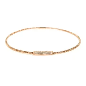 Rose Gold Mesh Necklace CZ