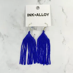 Royal Blue Seed Bead Earrings by Ink & Alloy