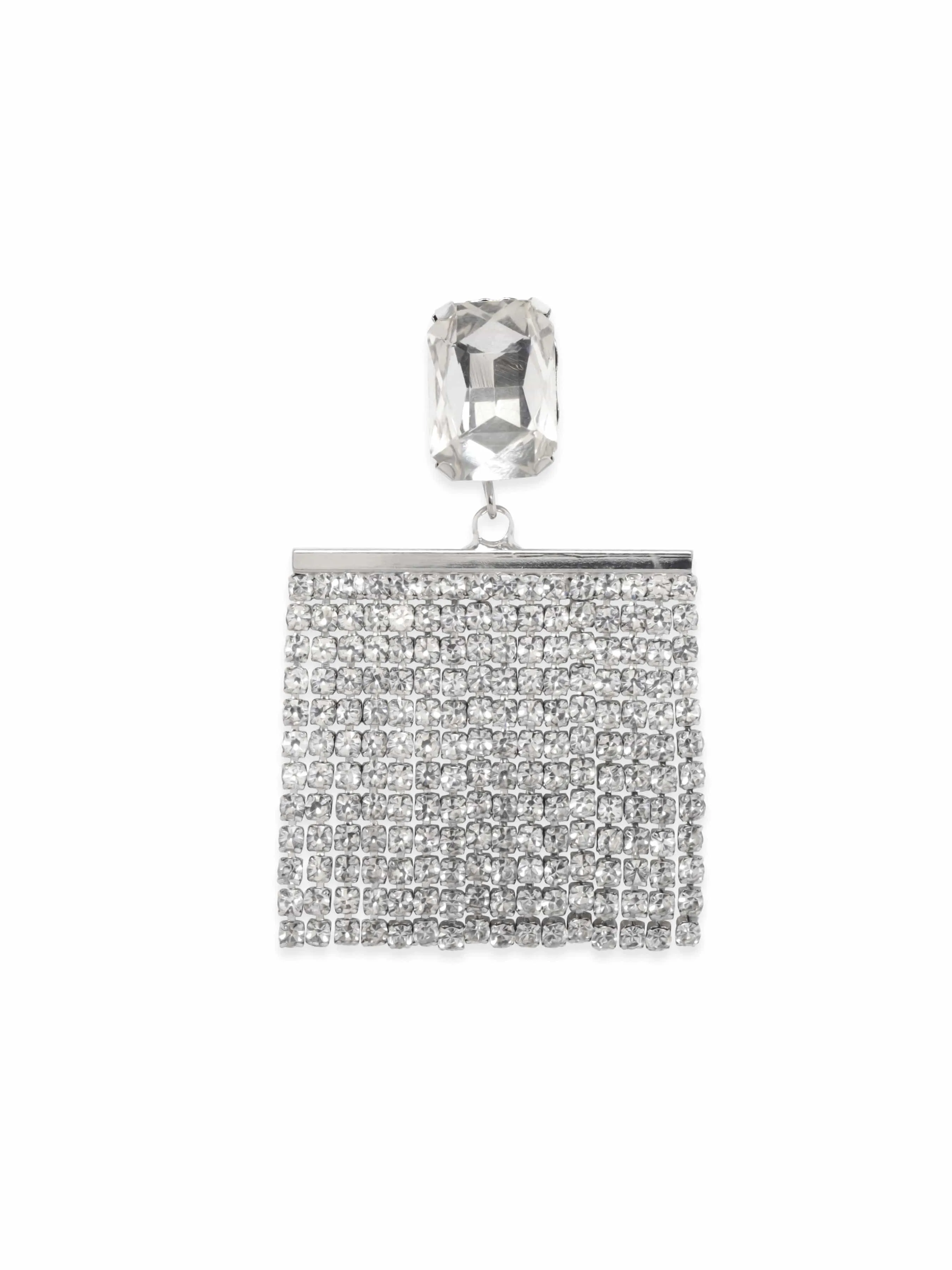 Rubans Silver-Plated Glamorous AD & Cubic Zirconia Studded Multilayered Drop Earrings