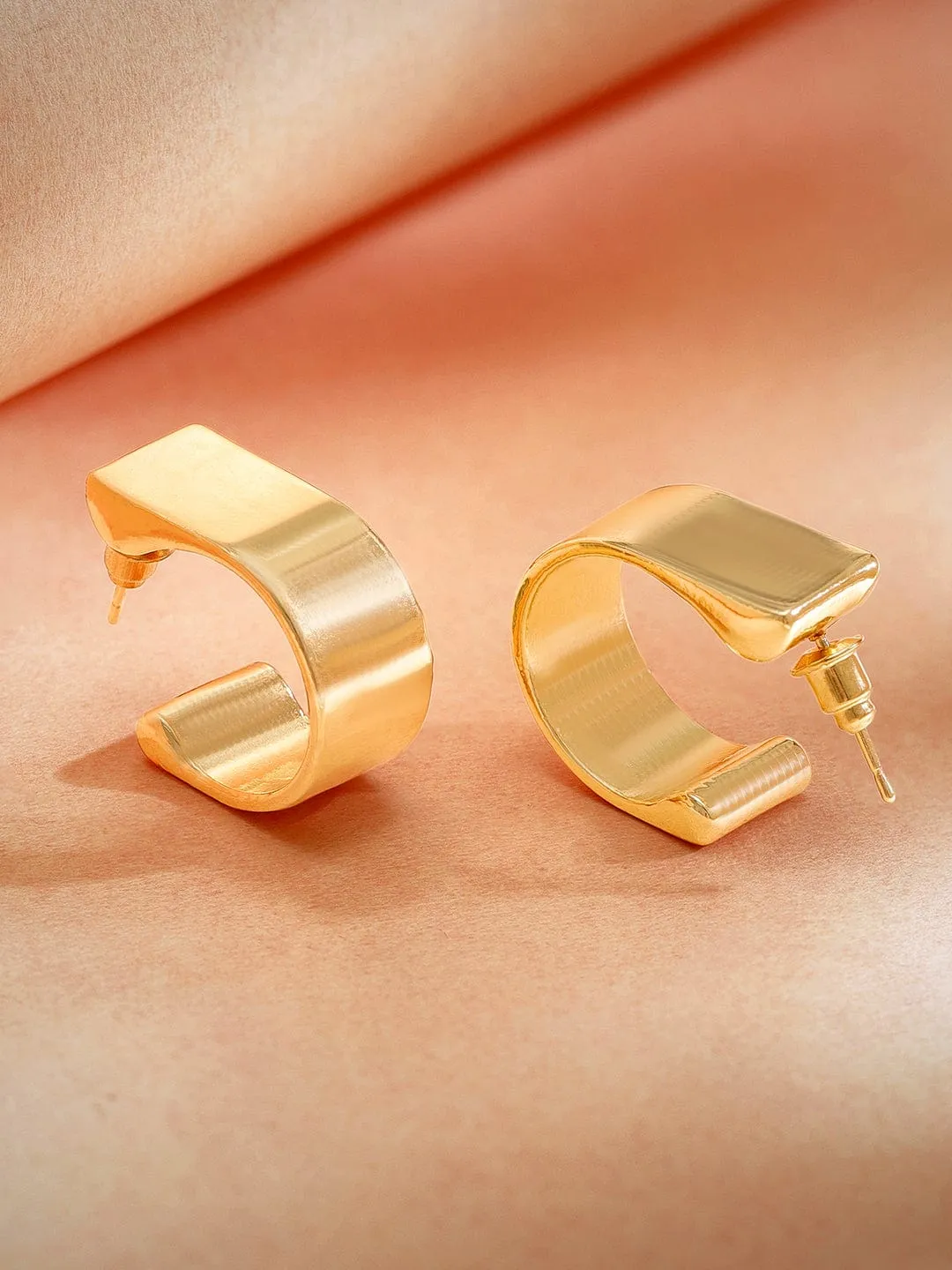 Rubans Voguish Elegant Allure Gold Plated Hoop Earrings