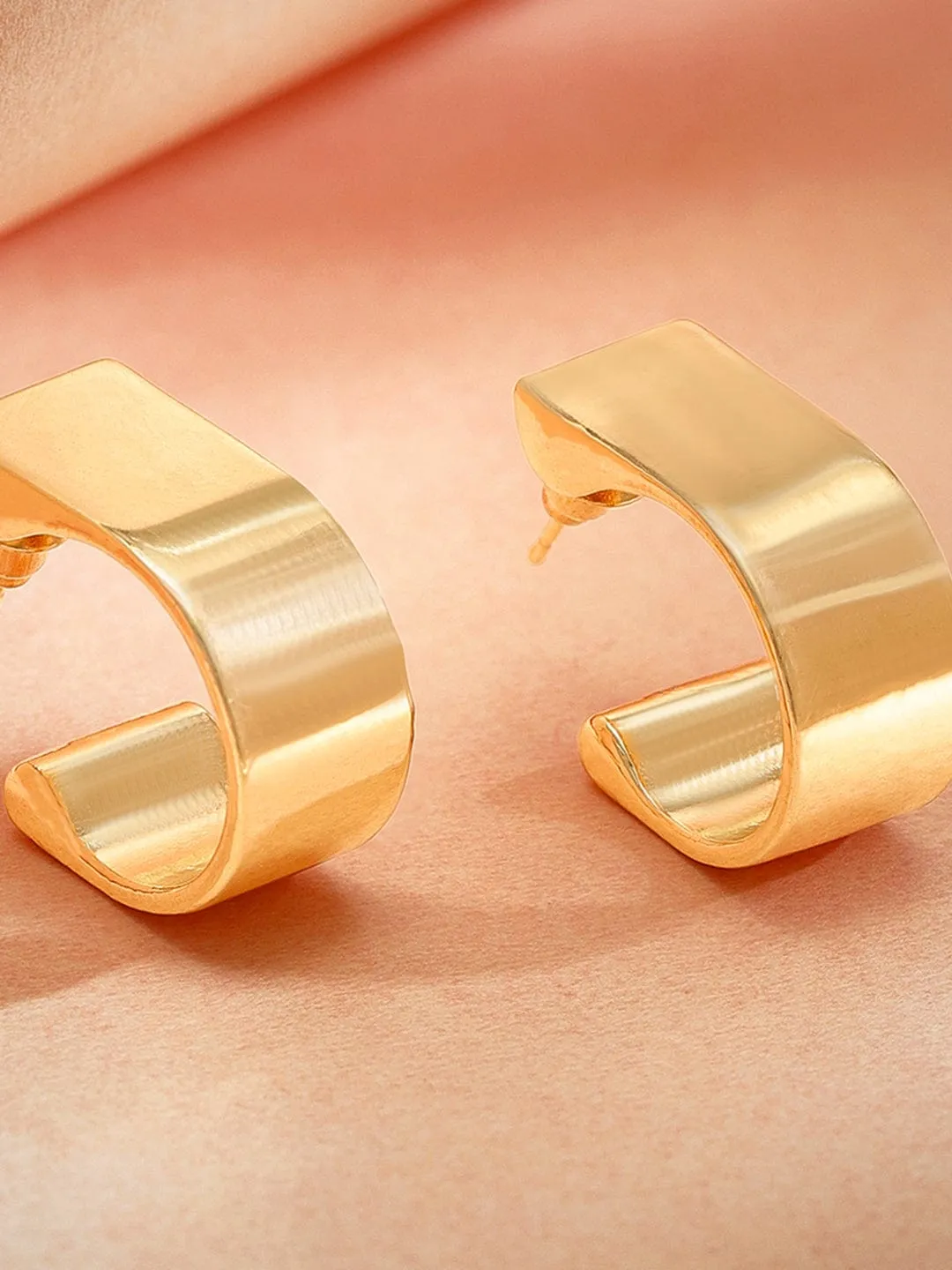 Rubans Voguish Elegant Allure Gold Plated Hoop Earrings