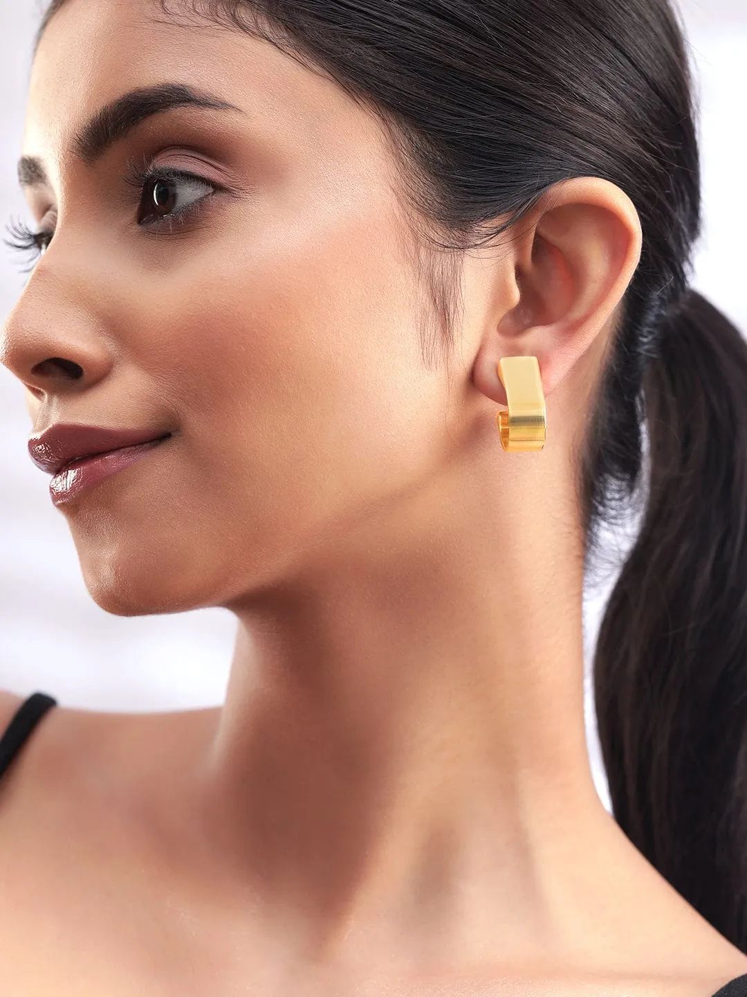 Rubans Voguish Elegant Allure Gold Plated Hoop Earrings