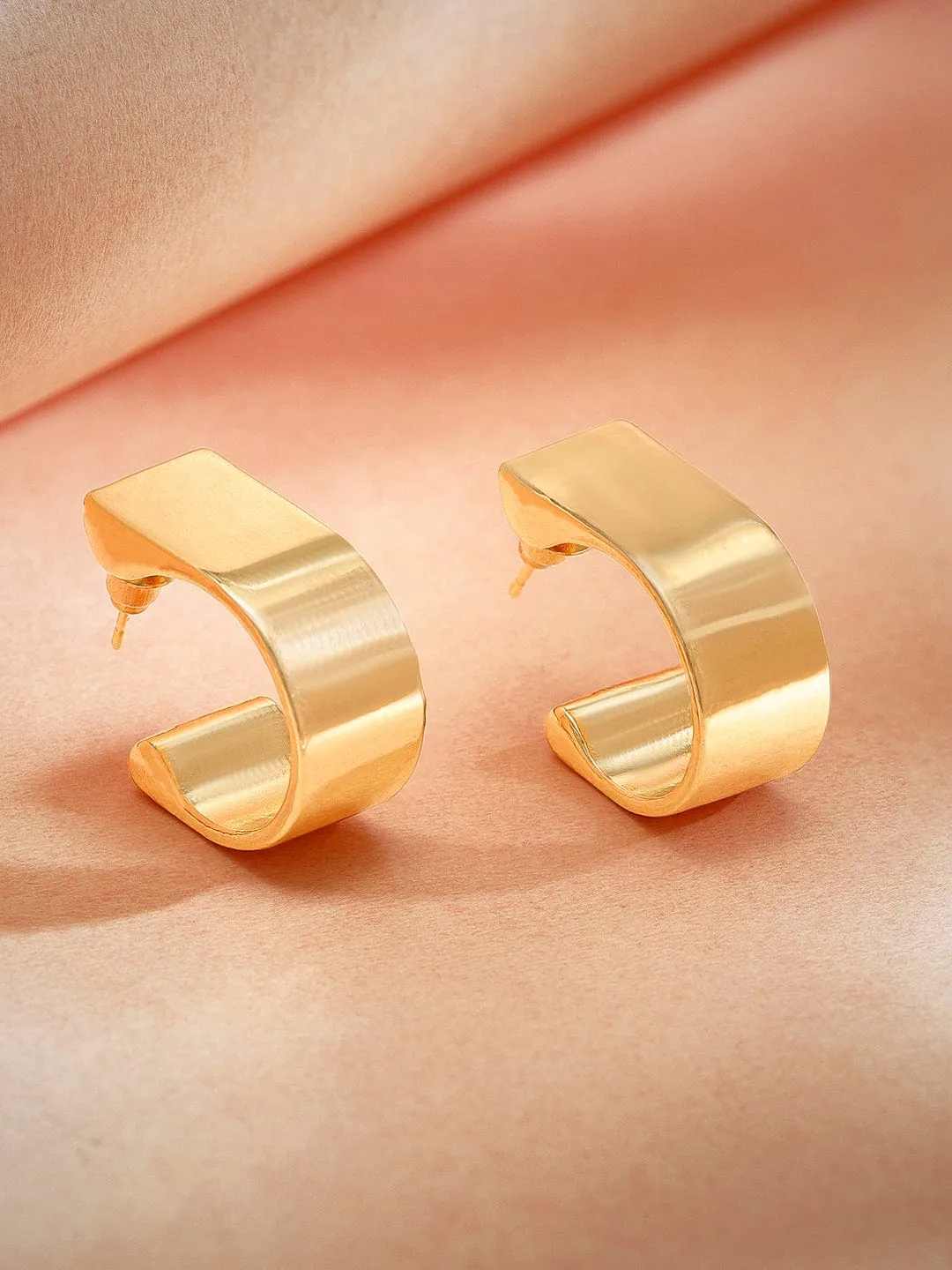 Rubans Voguish Elegant Allure Gold Plated Hoop Earrings