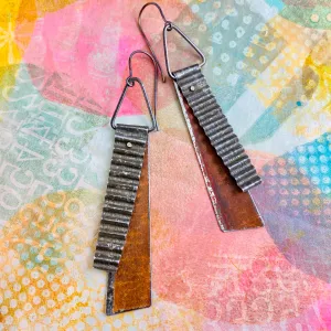 Rustic Bronze Ribbon Tin Earrings