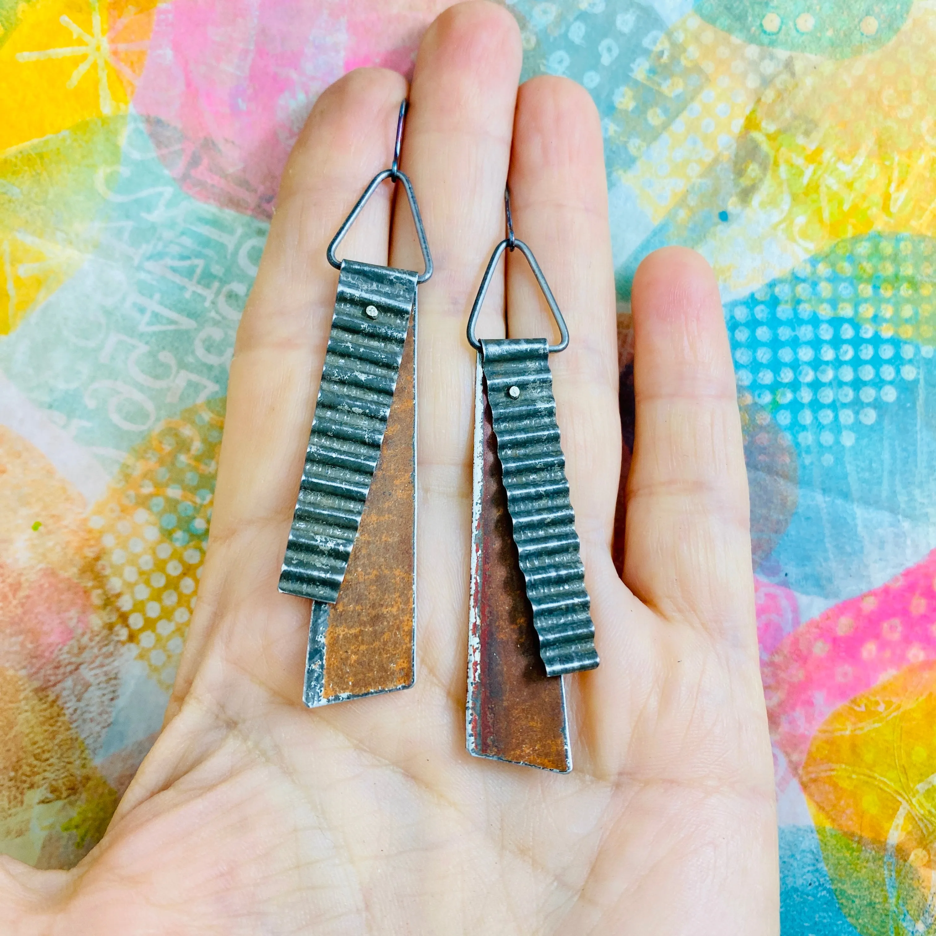 Rustic Bronze Ribbon Tin Earrings
