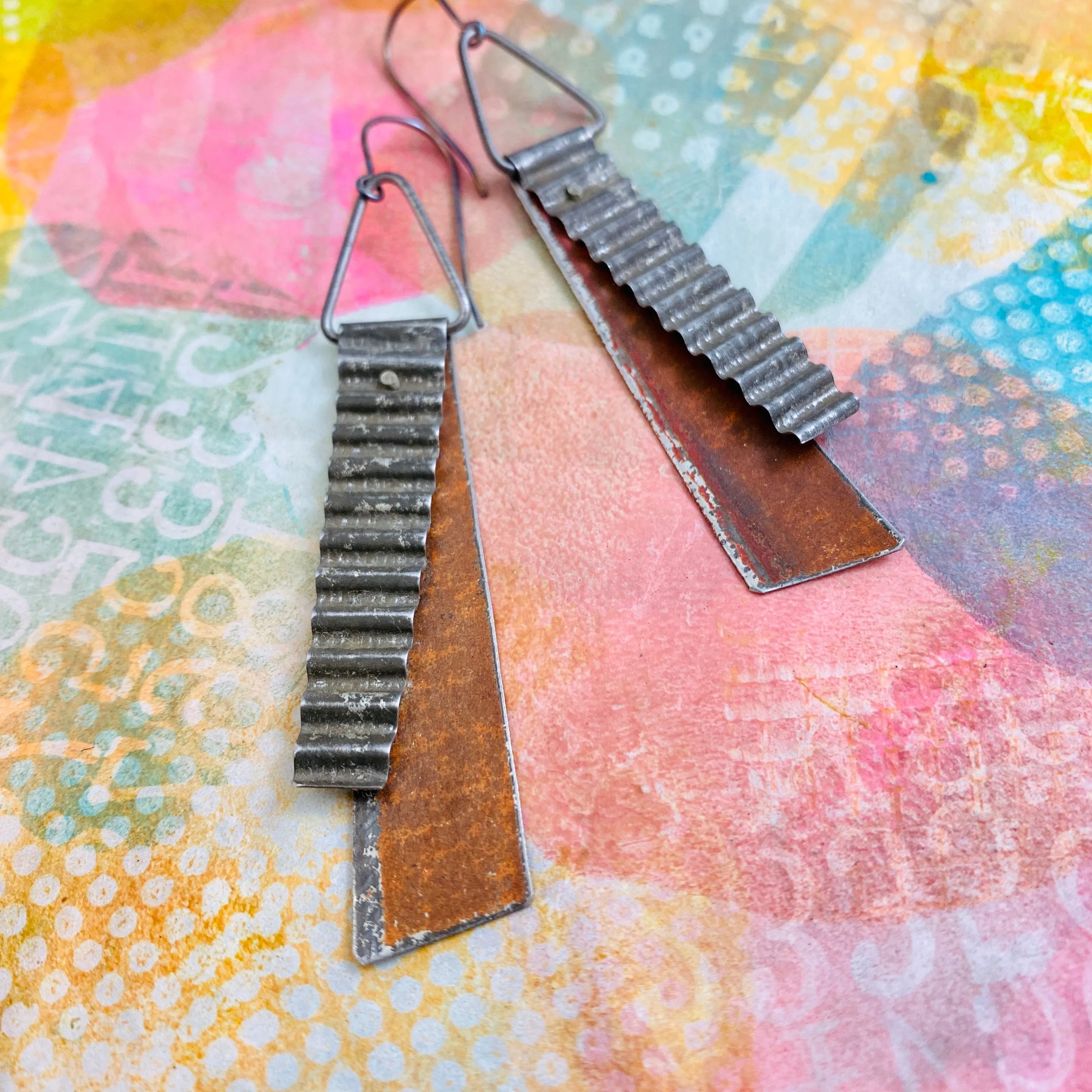 Rustic Bronze Ribbon Tin Earrings