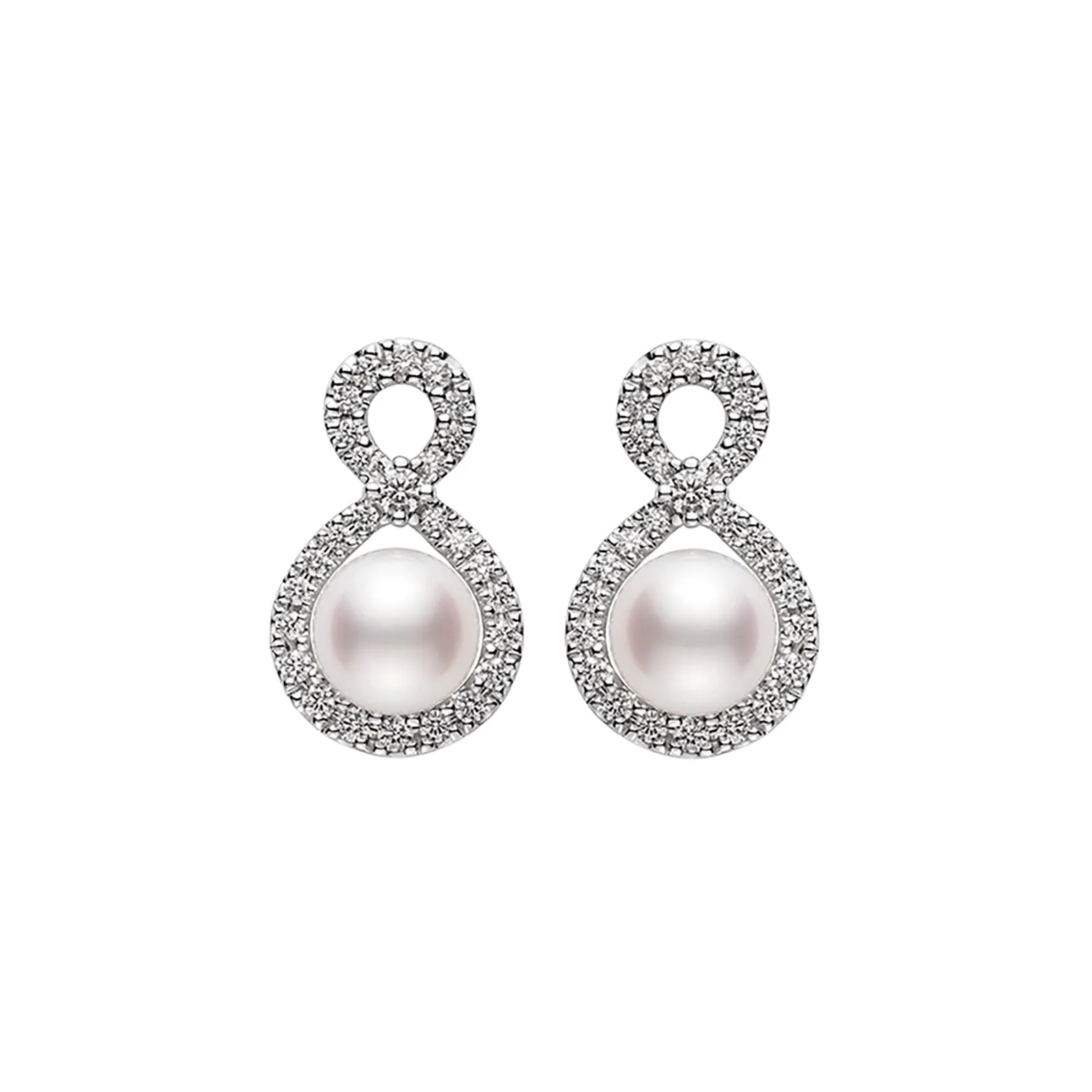 Ruyi Akoya Cultured Pearl and Diamond Earrings
