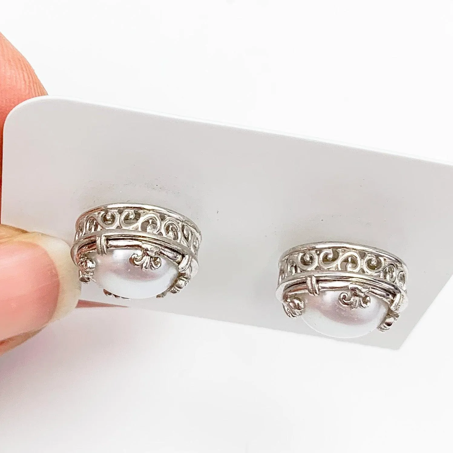 SALE! Greek Filigree Pearl Stud Earrings