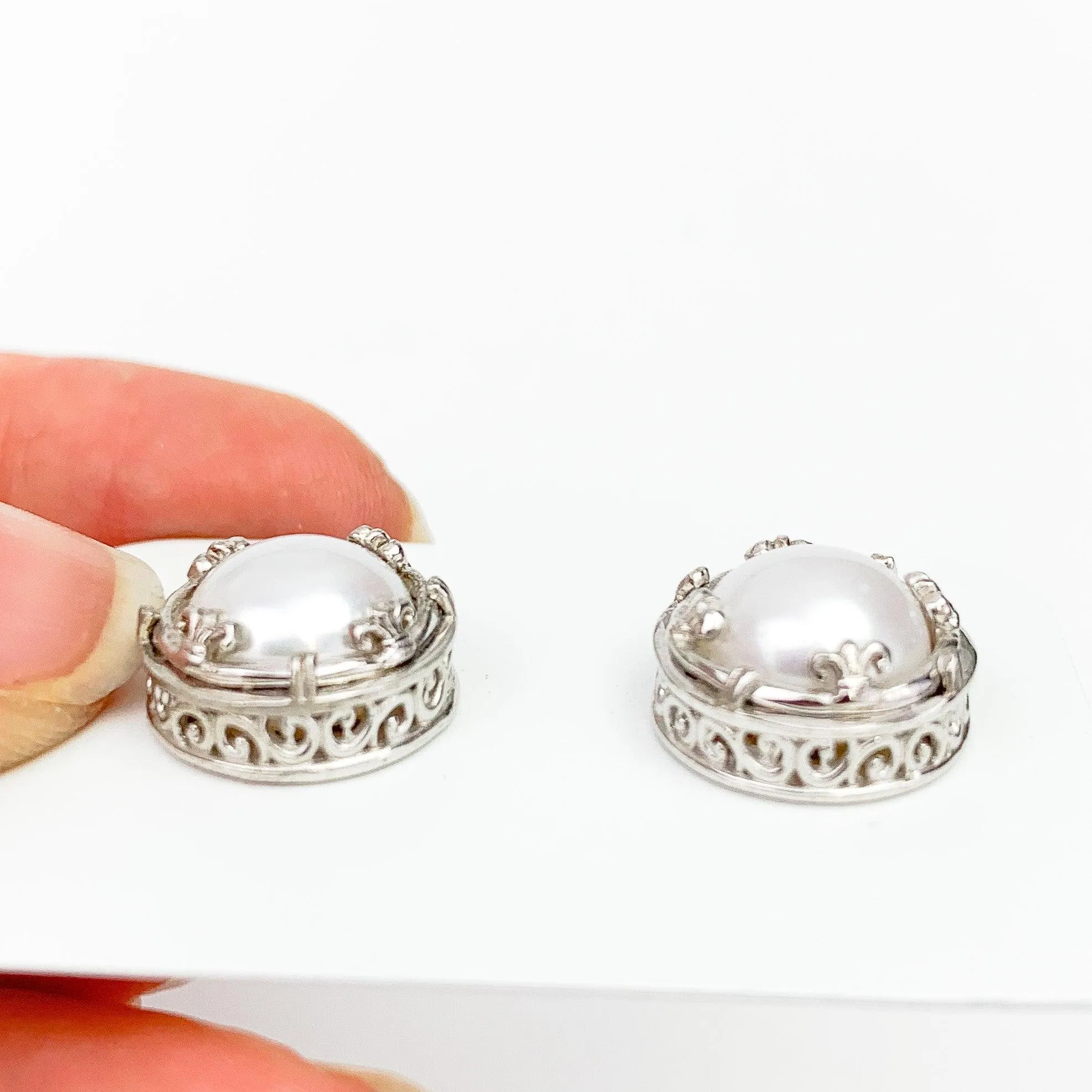 SALE! Greek Filigree Pearl Stud Earrings