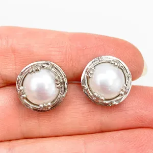 SALE! Greek Filigree Pearl Stud Earrings