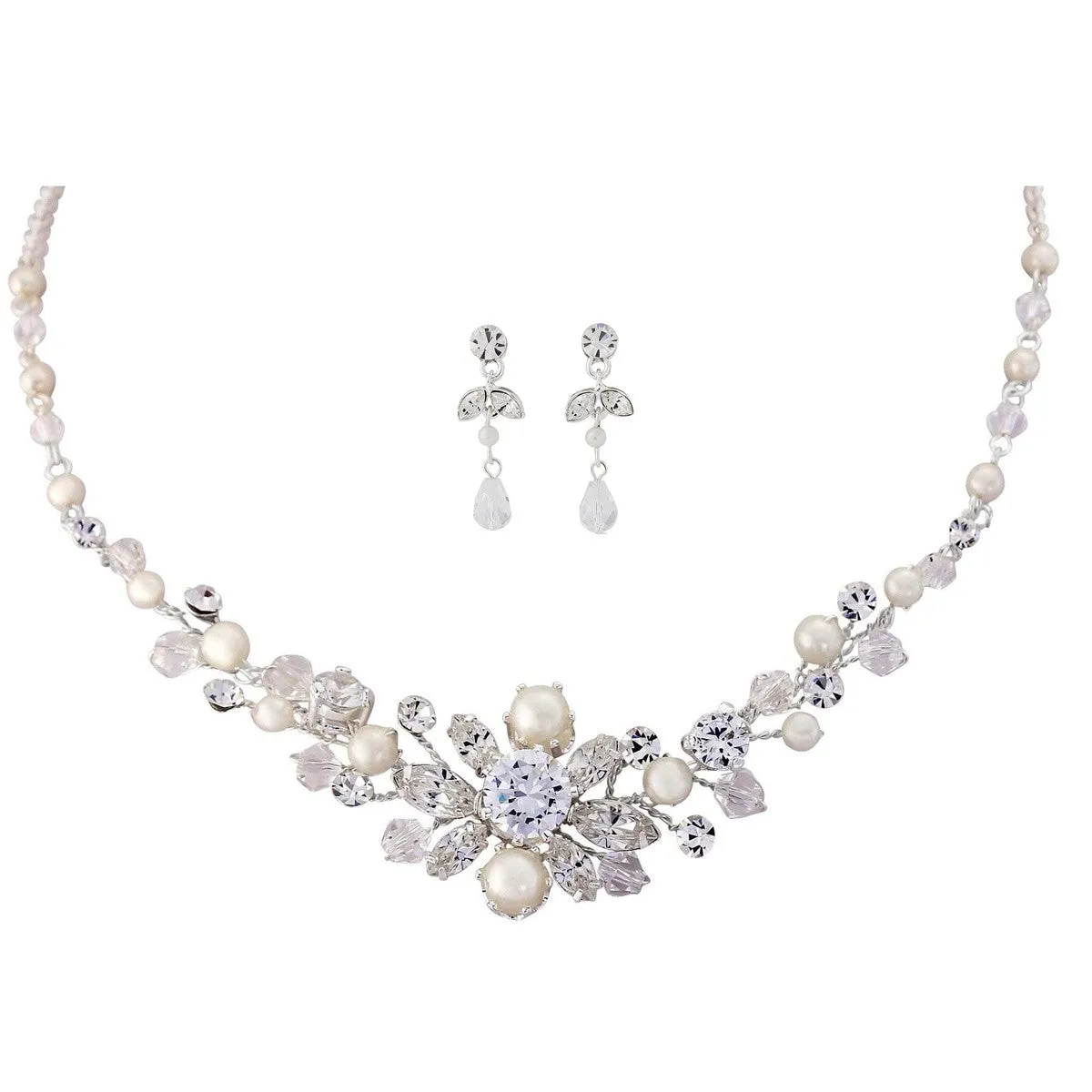 SassB Demetria Pearl and Crystal Necklace Set